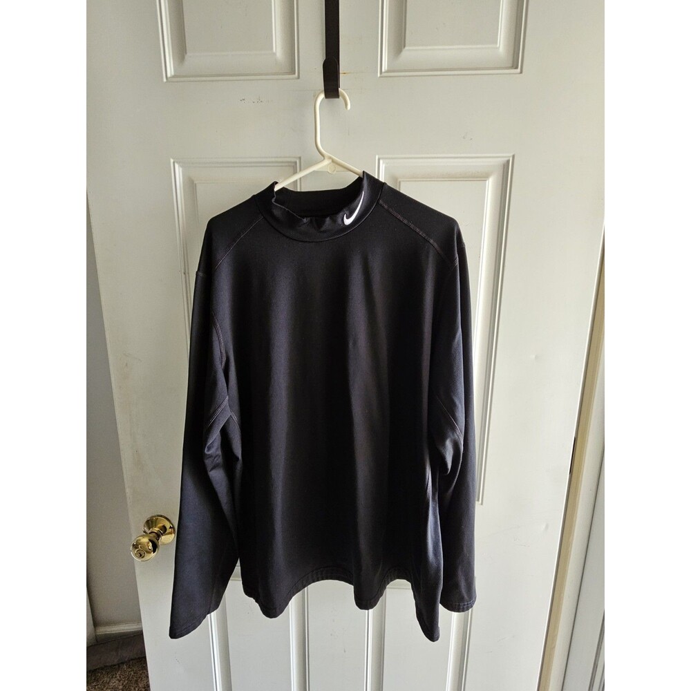 Nike Golf Tour Performance Dri-Fit Polyester Mockneck BLACK LS Mens Size XXL